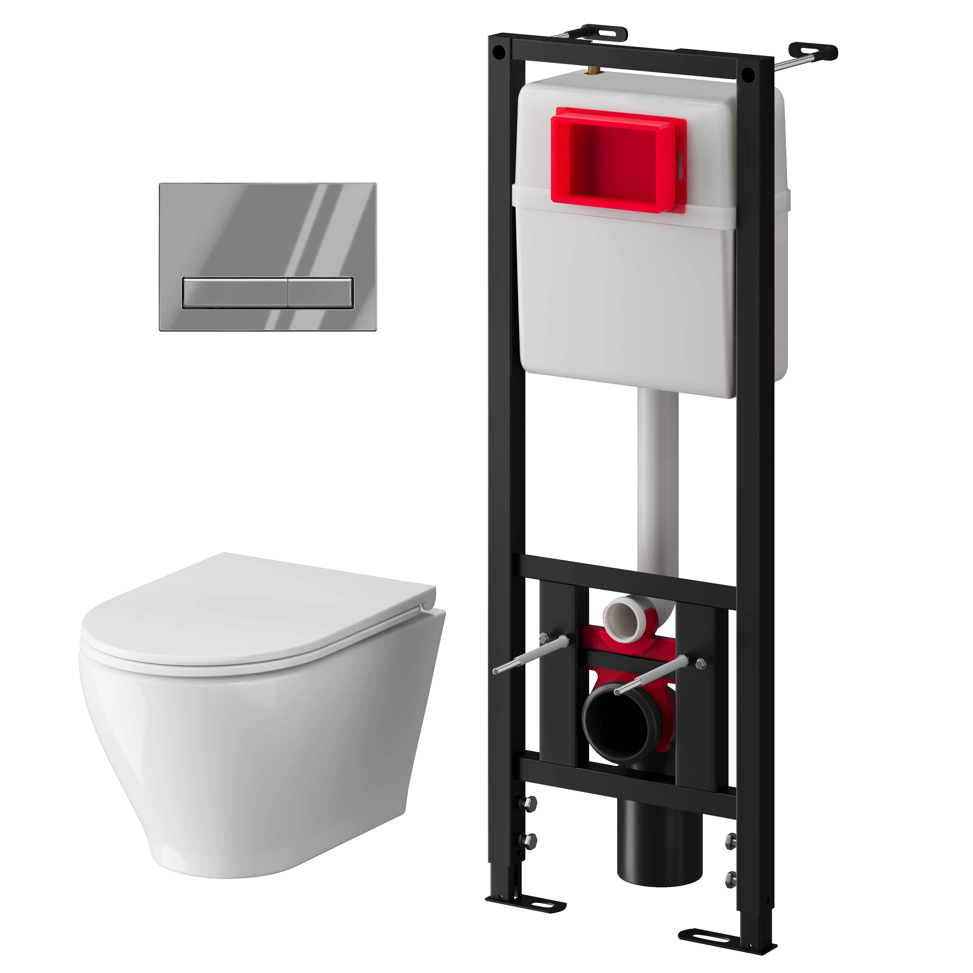 Набор инсталляции 40 см АНИ Пласт WN4 G1411G Breeze с безоботковым унитазом, с сиденьем микролифт, хром глянец клавишей WPG1411G