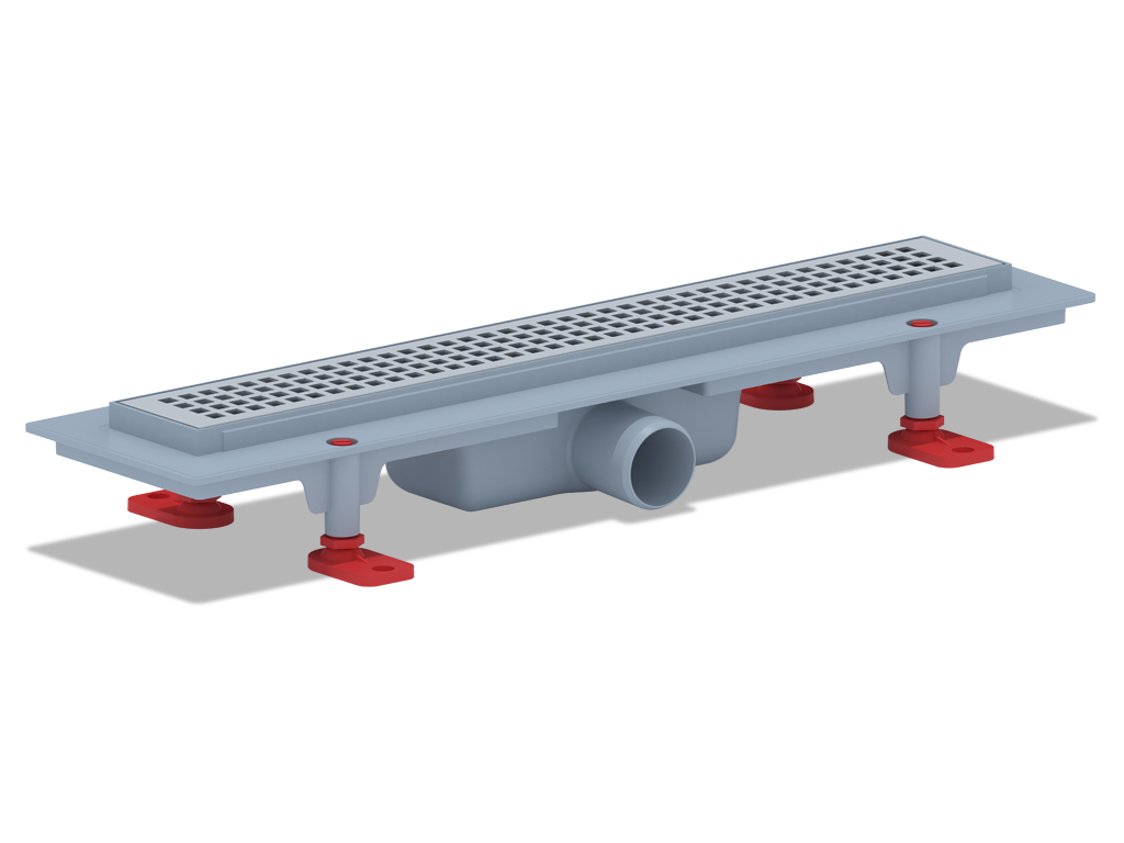 Трап линейный пластиковый АНИ Пласт TL1645M выпуск 40 мм решётка Корн матовая нержавеющая сталь 450 мм