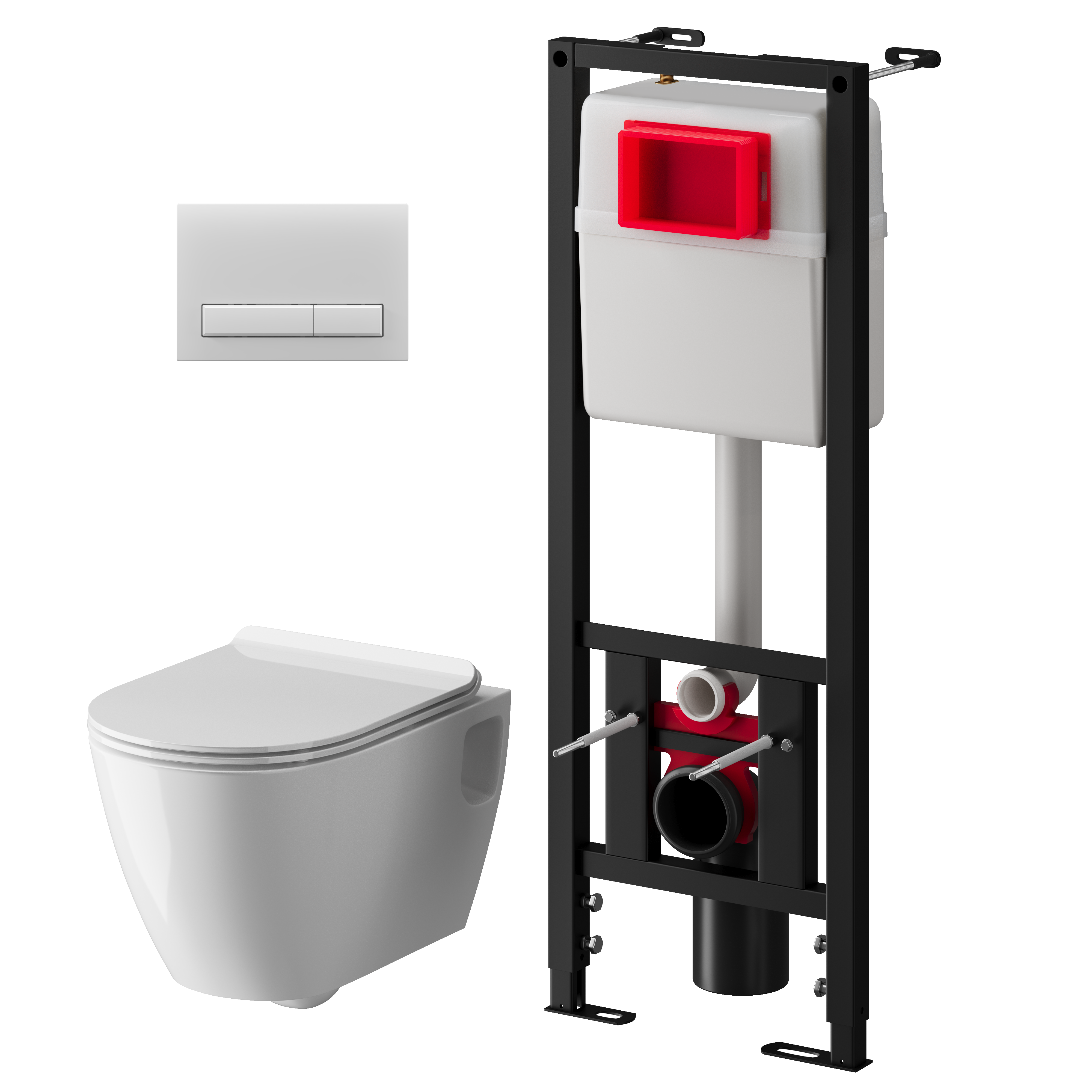 Набор инсталляции 40 см АНИ Пласт WN4 1400 Art с безободковым унитазом, с сиденьем микролифт, белый матовый клавишей WP1400