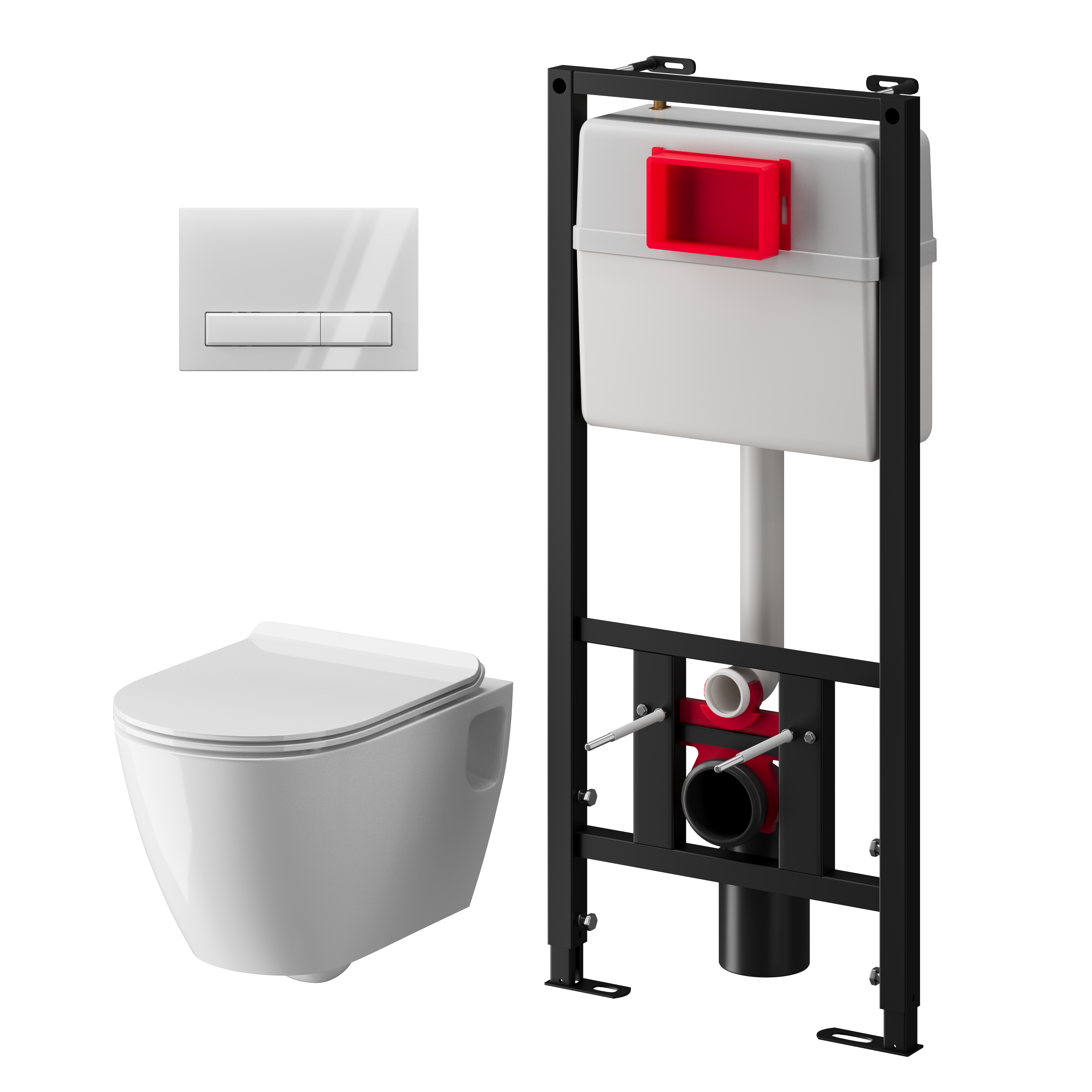Набор инсталляции 50 см АНИ Пласт WN5 G1400G Art с безободковым унитазом, с сиденьем микролифт, белый глянец клавишей WPG1400G