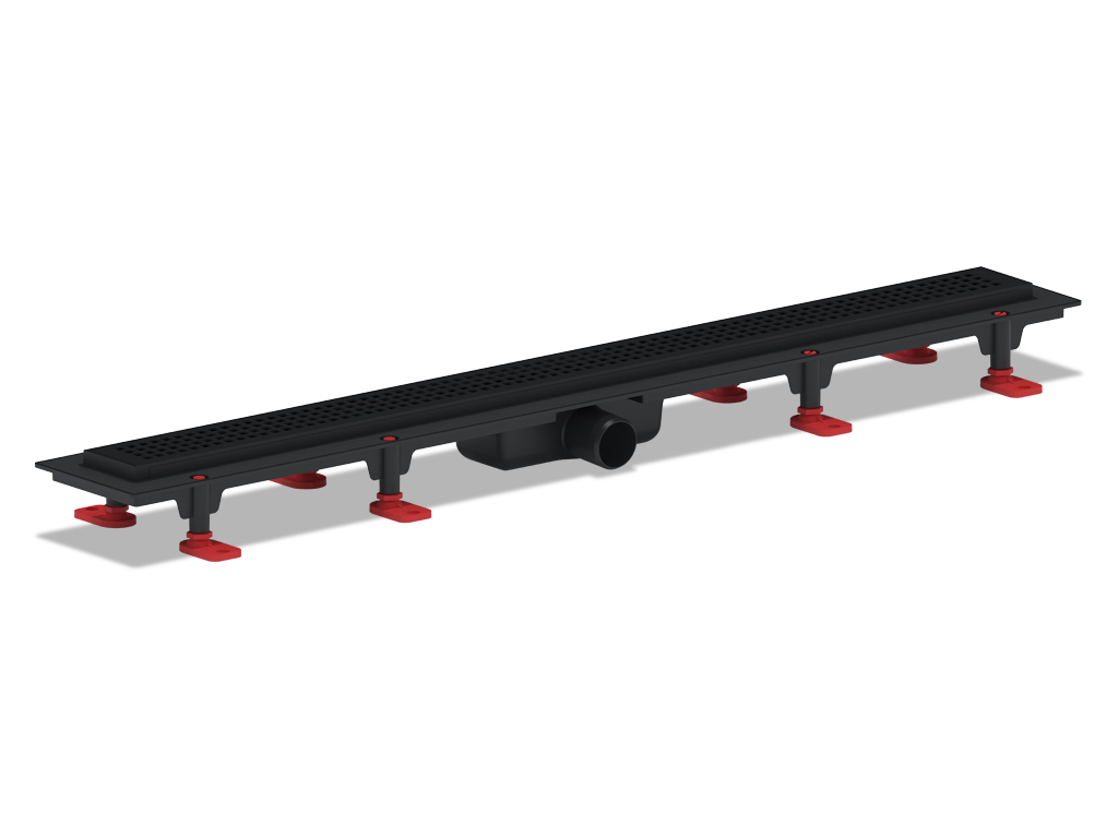 Трап линейный пластиковый АНИ Пласт TL1685B3M выпуск 40 мм, решётка Корн черная матовая 850 мм