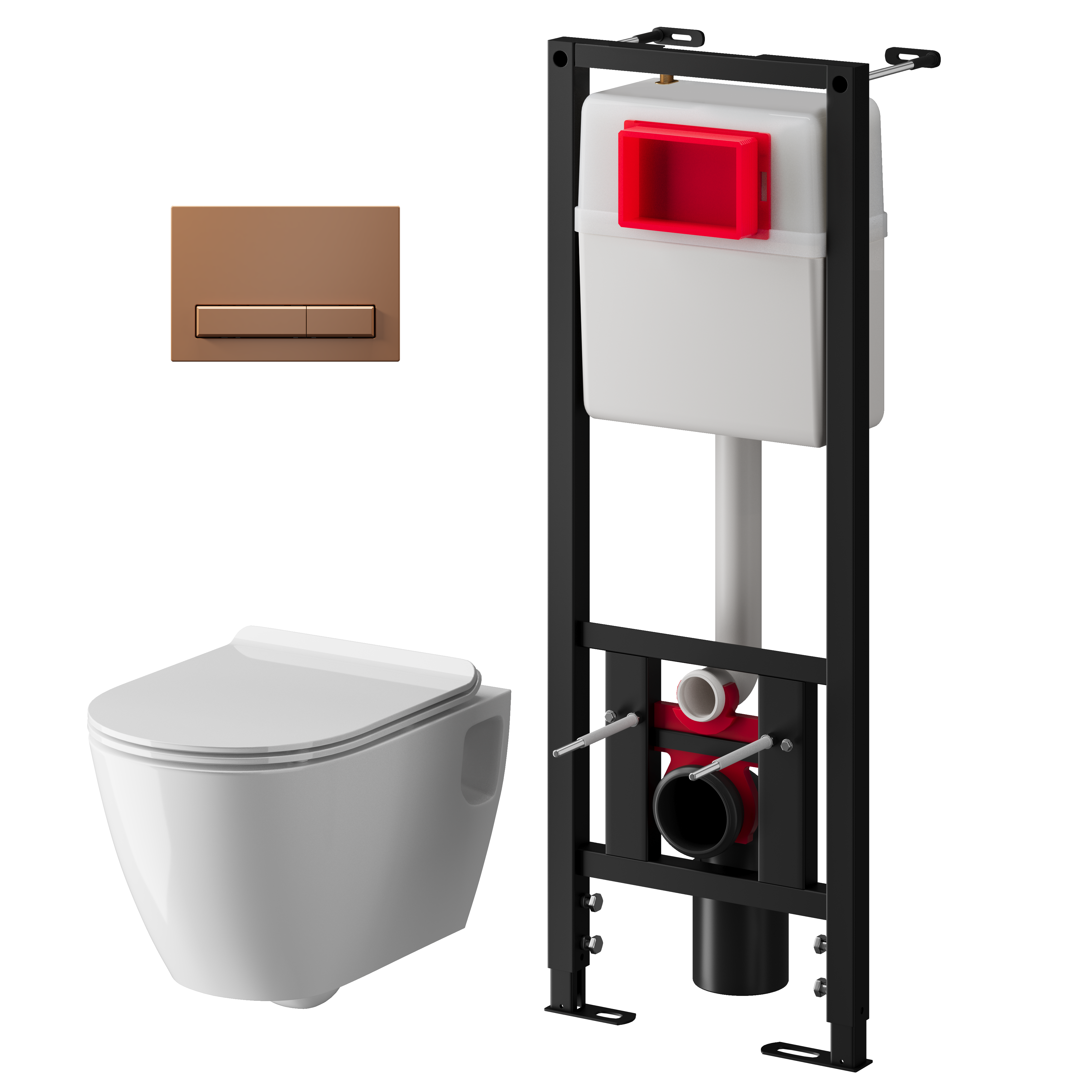 Набор инсталляции 40 см АНИ Пласт WN4 1488 Art с безободковым унитазом, с сиденьем микролифт, медь матовая WN4 1488 Art