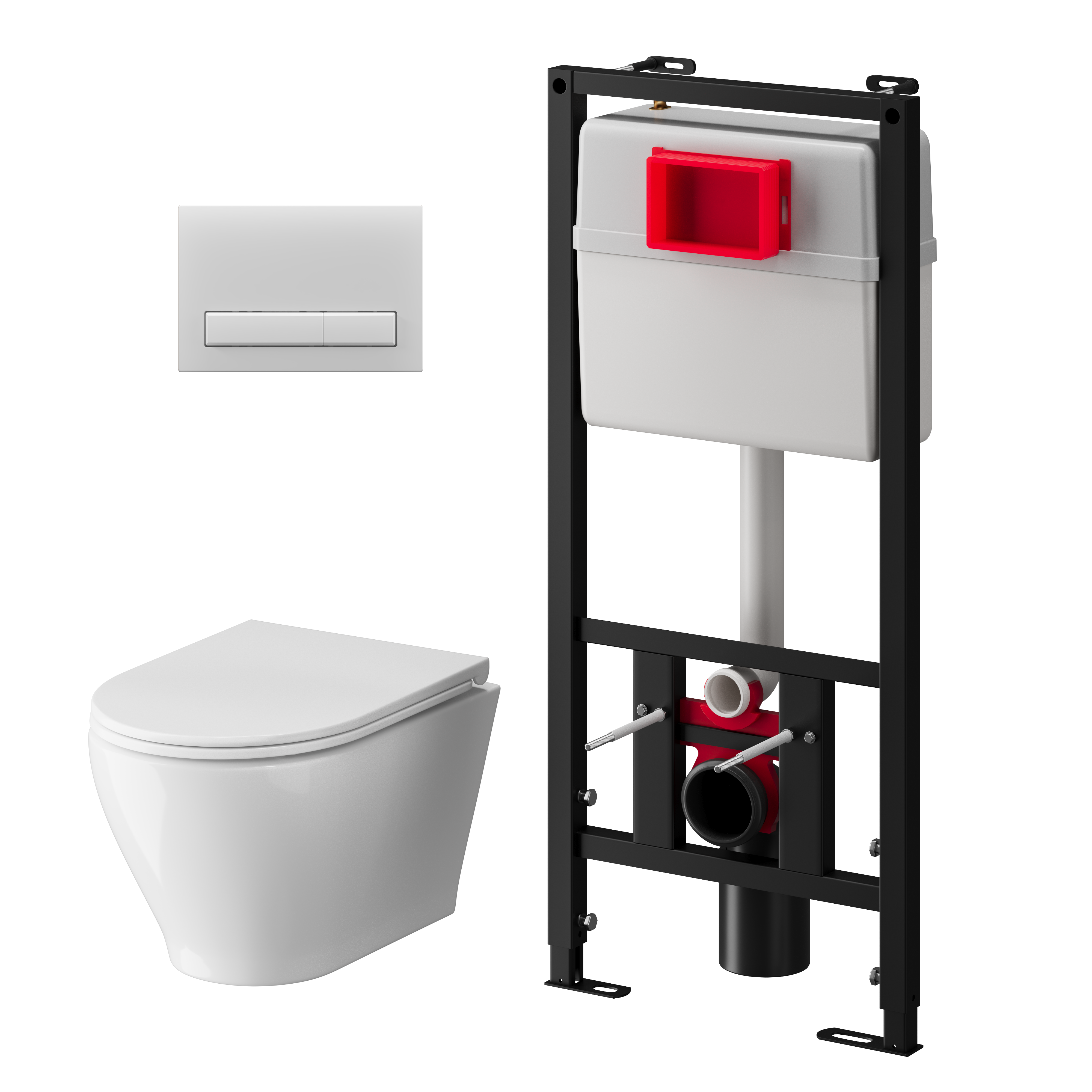 Набор инсталляции 50 см АНИ Пласт WN5 1400 Breeze с безоботковым унитазом, с сиденьем микролифт, белый матовый клавишей WP1400