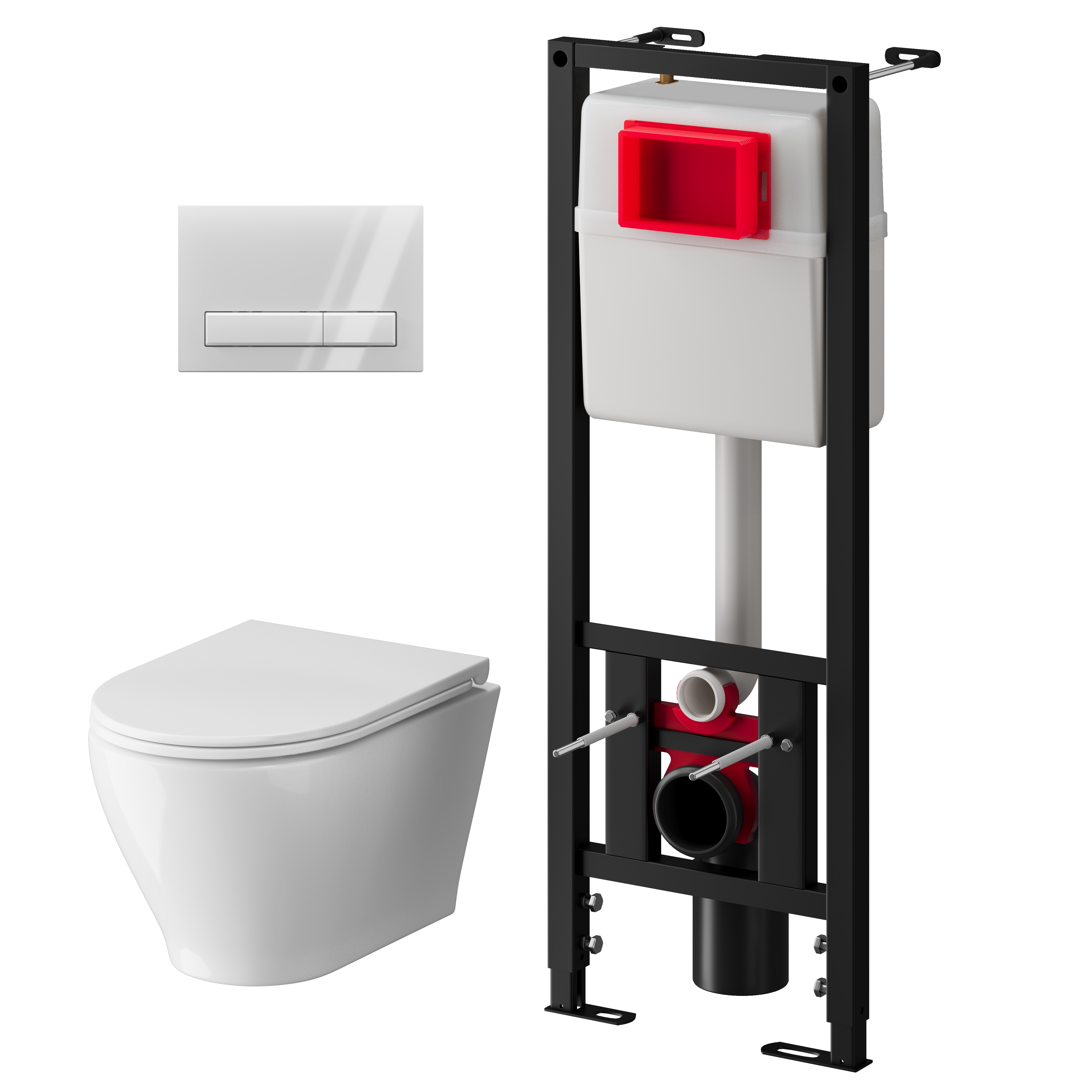 Набор инсталляции 40 см АНИ Пласт WN4 G1400G Breeze с безоботковым унитазом, с сиденьем микролифт, белый глянец клавишей WPG1400G