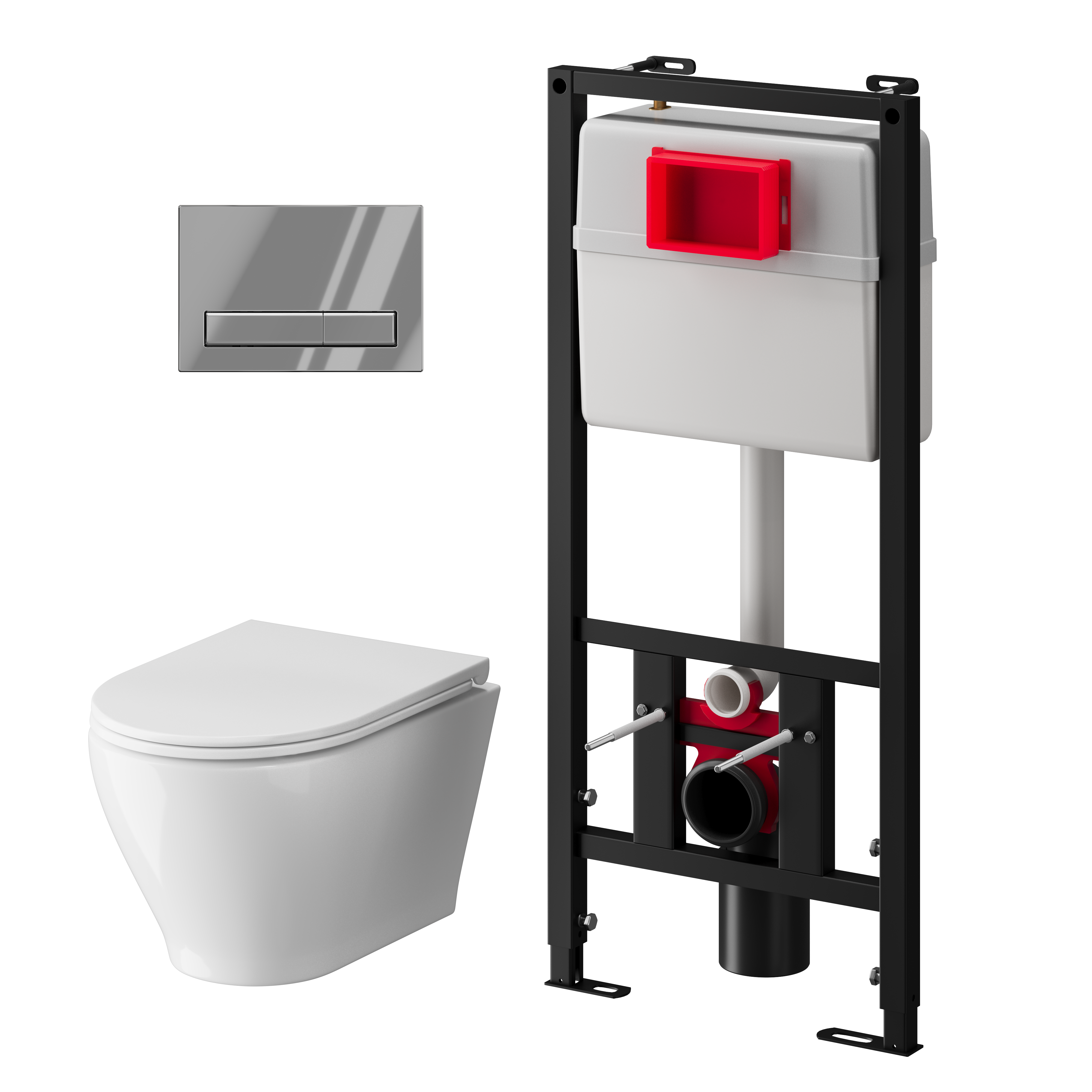 Набор инсталляции 50 см АНИ Пласт WN5 G1411G Breeze с безоботковым унитазом, с сиденьем микролифт, хром глянец клавишей WPG1411G