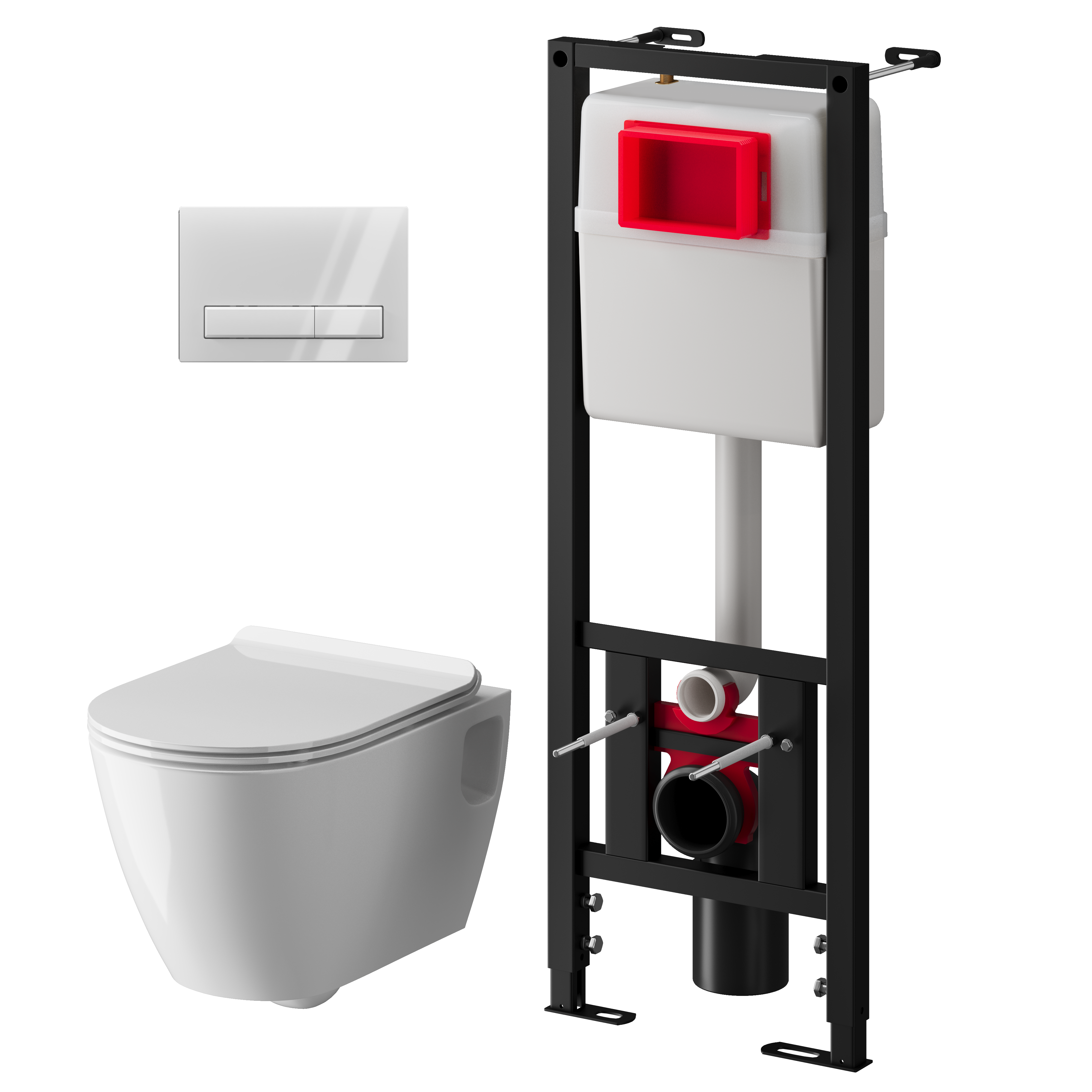 Набор инсталляции 40 см АНИ Пласт WN4 G1400G Art с безободковым унитазом, с сиденьем микролифт, белый глянец клавишей WPG1400G