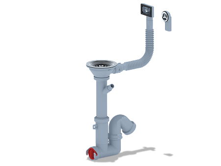 Cифон для мойки АНИ Пласт F серия F1045S 3 1/2 дюйма 40 мм с гибким переливом и отводом для стиральной машины