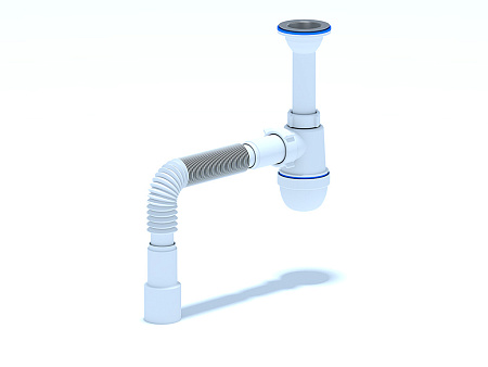 Сифон для мойки АНИ пласт C0515 1 1/2 дюйма 40 мм с литым выпуском и гибкой трубой 40х40/50 мм