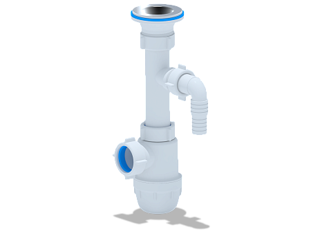 Cифон для раковины АНИ Пласт Юнг BM1300 1 1/4 дюйма 32 мм c отводом для стиральной машины