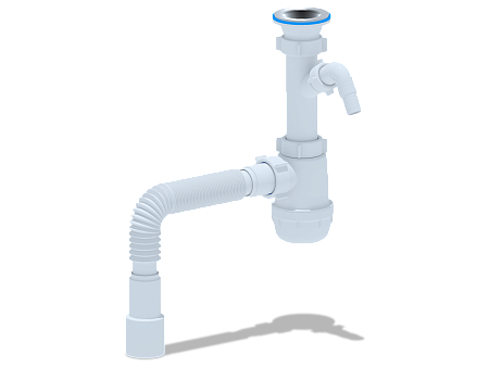Сифон для мойки АНИ пласт Грот A1015 1 1/2 дюйма 40 мм с отводом для стиральной машины с гибкой трубой 40х40/50 мм