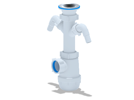 Сифон для мойки АНИ пласт Грот A1100 1 1/2 дюйма 40 мм с двумя отводами для стиральной машины