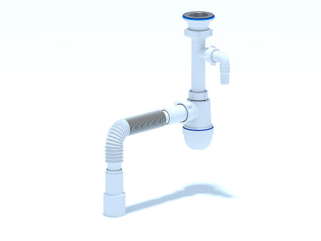 Сифон для мойки АНИ пласт C0315 1 1/2 дюйма 40 мм с отводом для стиральной машины с гибкой трубой 40х40/50 мм