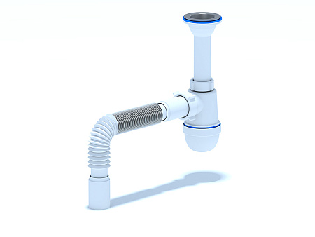 Сифон для мойки АНИ пласт C0505 1 1/2 дюйма 40 мм с литым выпуском и гибкой трубой 40х40 мм