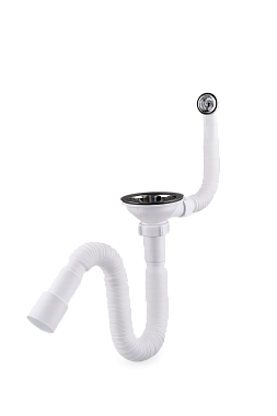 Cифон гофрированный для мойки АНИ пласт 3 1/2 дюйма  с гибким переливом A1042SPG