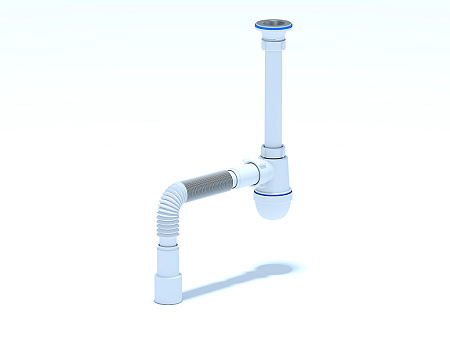 Сифон для раковины АНИ Пласт C1015 1 1/4 дюйма 40 мм с гибкой трубой 40х40/50 мм