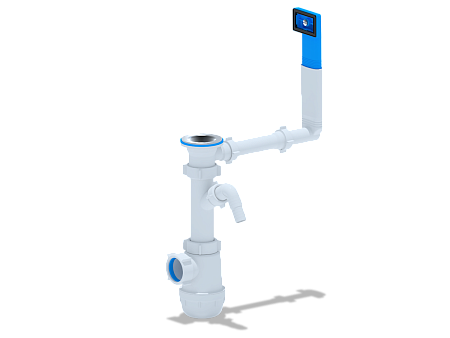 Сифон для мойки АНИ пласт Грот A1040 1 1/2 дюйма 40 мм с отводом для стиральной машины и жестким переливом