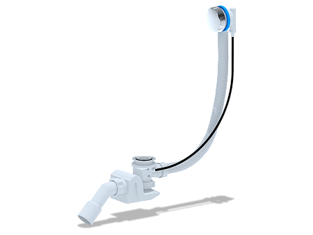 Перелив полуавтомат с плоским сифоном АНИ Пласт Бриг EM361 580 мм с переходной трубой 45 градусов 40х50 мм