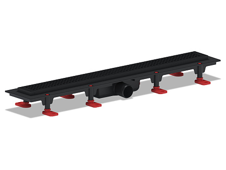 Трап линейный пластиковый АНИ Пласт TL1665B3M выпуск 40 мм, решётка Корн черная матовая 650 мм