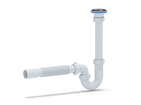 Сифон для раковины АНИ Пласт DB1010 1 1/4 дюйма 32 мм прямоточный с гибкой трубой 32х40 мм