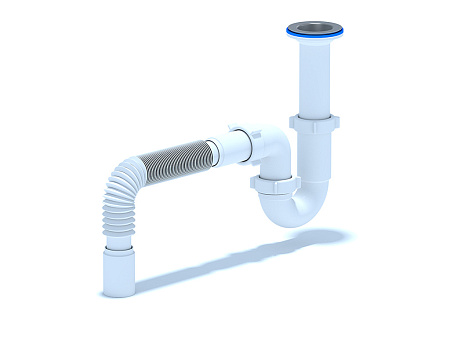 Сифон для мойки АНИ пласт D0505 1 1/2 дюйма 40 мм прямоточный с гибкой трубой 40х40 мм