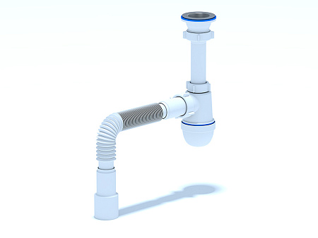 Сифон для мойки АНИ пласт C0115 1 1/2 дюйма 40 мм с гибкой трубой 40х50 мм