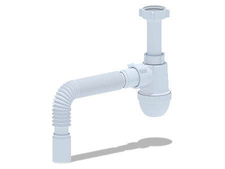 Сифон для мойки АНИ пласт C0125 1 1/2 дюйма 40 мм без выпуска с гибкой трубой