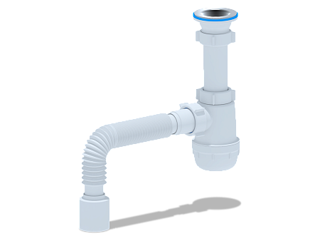 Сифон для мойки АНИ пласт Грот A0110 1 1/2 дюйма 40 мм с гибкой трубой 40х50 мм