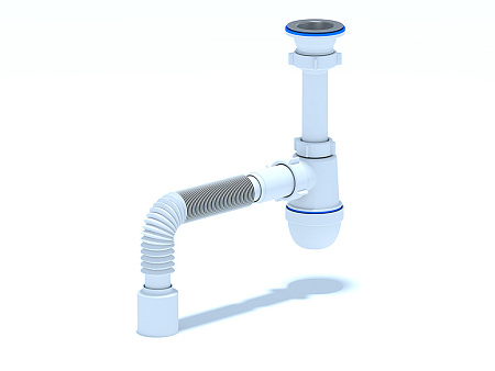 Сифон для мойки АНИ пласт C0110 1 1/2 дюйма 40 мм с гибкой трубой 40х50 мм