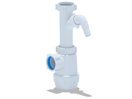 Сифон для мойки АНИ пласт Грот A1020 1 1/2 дюйма 40 мм с отводом для стиральной машины без выпуска