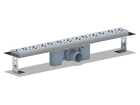 Трап линейный из нержавеющей стали АНИ Пласт TL2365M выпуск 50 мм решётка Бриз матовая 650 мм