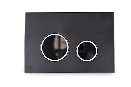 Клавиша АНИ Пласт для системы скрытой установки унитаза черная матовая, обод сатин, клавиша черный глянец WP2343G