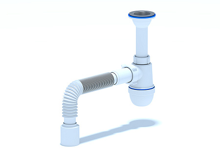 Сифон для мойки АНИ пласт C0510 1 1/2 дюйма 40 мм с литым выпуском и гибкой трубой 40х50 мм