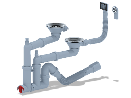 Cифон для мойки АНИ Пласт F серия F3545SA15 1 1/2 дюйма 40 мм двойной с отводом для стиральной машины