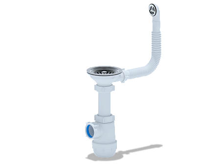 Сифон для мойки АНИ пласт Грот A0142S 3 1/2 дюйма 40 мм с гибким переливом
