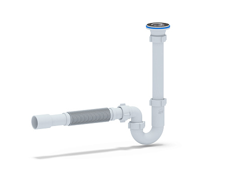 Сифон для раковины АНИ Пласт DB1015 1 1/4 дюйма 32 мм прямоточный с гибкой трубой 32х32/40 мм