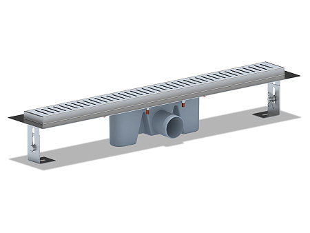Трап линейный из нержавеющей стали АНИ Пласт TL2465M выпуск 50 мм решётка Бимс матовая 650 мм