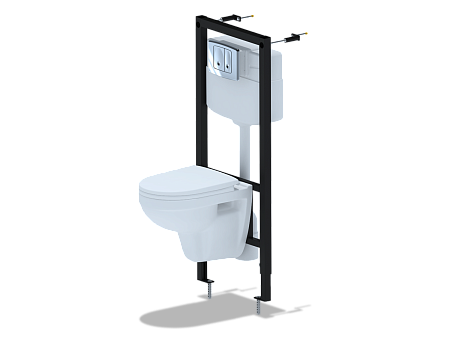 Набор инсталляции 50 см АНИ Пласт WN1111 с унитазом, крышкой, овальной клавишей хром глянец