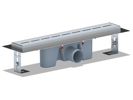 Трап линейный из нержавеющей стали АНИ Пласт TL2545M выпуск 50 мм решётка Киль матовая 450 мм