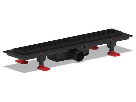 Трап линейный пластиковый АНИ Пласт TL1645B3M выпуск 40 мм, решётка Корн черная матовая 450 мм