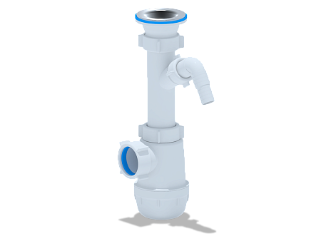 Сифон для мойки АНИ пласт Грот A1000 1 1/2 дюйма 40 мм с отводом для стиральной машины