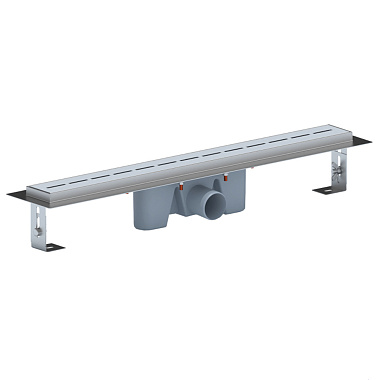 Трап линейный из нержавеющей стали АНИ Пласт TLZ2565M DN50 с комбинированным затвором и матовой решёткой Киль 650х65 мм