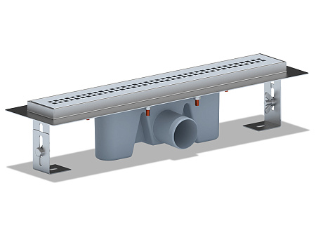 Трап линейный из нержавеющей стали АНИ Пласт TL2445M выпуск 50 мм решётка Бимс матовая 450 мм