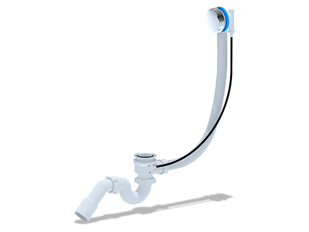 Перелив полуавтомат с прямоточным сифоном АНИ Пласт EM311 580 мм с переходной трубой 45 градусов 40х50 мм