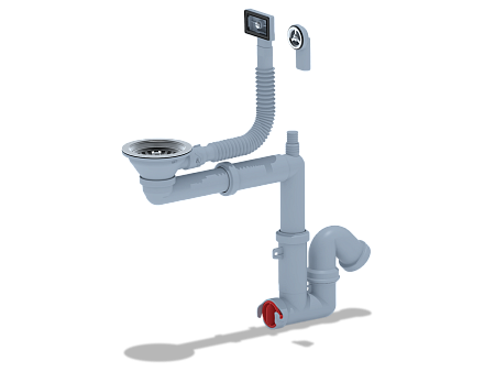 Cифон для мойки АНИ Пласт F серия F5345S 3 1/2 дюйма 40 мм смещенный с гибким переливом и отводом для стиральной машины