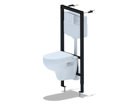 Набор инсталляции 50 см АНИ Пласт WN1110 с унитазом, крышкой, овальной белой клавишей