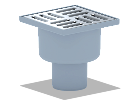 Трап вертикальный нерегулируемый АНИ пласт TA5202 выпуск 50 мм с решеткой из нержавеющей стали 100х100 мм