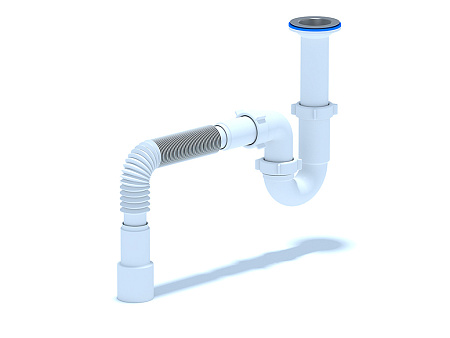 Сифон для мойки АНИ пласт D0515 1 1/2 дюйма 40 мм прямоточный с гибкой трубой 40х40/50 мм